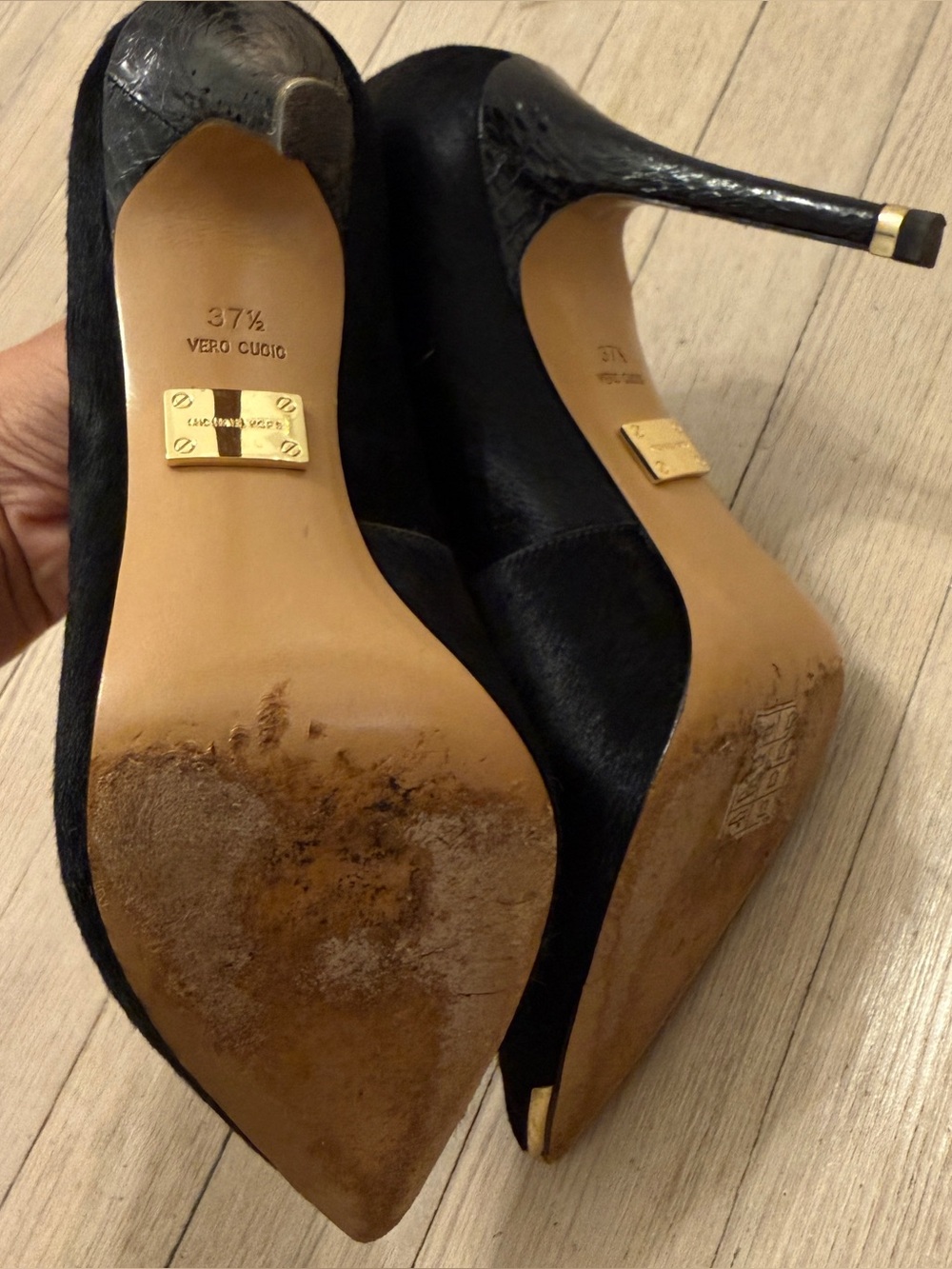 MICHAEL KORS Women’s Black Calf Hair Pointed Toe Stiletto Pumps Heels 37.5 7.5 - Picture 5 of 7